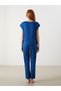 Alita City with a Difference of Price Lcw Dream Blue Combed Cotton Embroidered Short Sleeve Women's Pajama Set - 5