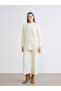 Ecru Crew Neck Oversize Women's Knitwear Sweater - 2