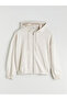 Alita City Farkıyla Xside Beige Interlock Plain Standard & Regular Women's Zippered Sweatshirt - 3