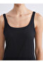 Black U-Neck Strap Women's Tank Top - 3