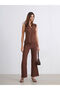 Women's Textured Spanish Leg Pants with Elastic Waist