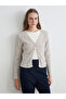 Lcw Everyday Gray V-Neck Textured Women's Cardigan