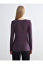 Two Mt Shop Quality Lcw Everyday Purple Combed Cotton Plain Tight & Slim Long Sleeve Women's Bodysuit - 5
