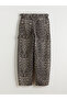 Xside Brown Baggy Fit Leopard Print Women's Jeans - 7