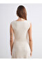 Ecru Draped Neckline Textured Blouse - 4