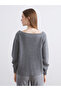 Lcw Vision Gray Boat Neck Oversize Women's Knit Sweater - 4