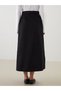 Alita City Lcw Modest Black Gabardine Plain Midi Women's Skirt with a Difference - 4