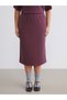 Two Mt Shop Quality Soulife Burgundy Plain Midi Women's Skirt - 2