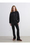 Alita City Farkıyla Xside Black Interlock Plain Standard & Regular Women's Zippered Sweatshirt - 2