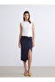 Mg Trend'En Navy Blue Elastic Waist Gathered Skirt