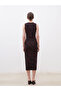 Women's Knitwear Dress with Stand Collar Pattern - 4
