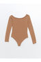 Blais Beige Boat Neck Women's Bodysuit - 6