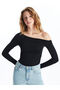 Esvab • Modern & Distinctive Wide Roba Collar Gathered Interlock Women's Blouse - 2