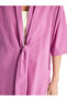 Nevavm Shawl Collar Plain Oversize Linen Look Women's Kimono with a Difference - 3