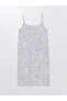 Gray Crew Neck Floral Strap Women's Nightgown - 6