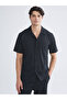 Black Standard Mold Men's Shorts Pajama Set - 2