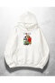 White Unisex Retro Movie Printed Oversize Hoodie Sweatshirt
