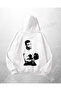 White Unisex Boxer Printed Oversize Hoodie Sweatshirt