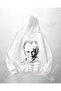 White Unisex Ataturk Portrait Printed Oversize Hoodie Sweatshirt