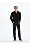 Black Standard Fit Stand Collar Men's Knitwear Cardigan - 2