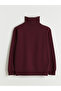 Burgundy Zippered Stand Collar Men's Thick Sweatshirt - 7