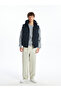 Navy Blue Standard Fit Hooded Men's Puffer Vest - 2