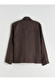 Brown Standard Fit Stand Collar 100% Linen Men's Coat - 7