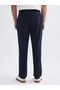 Navy Blue Standard Fit Linen Blend Men's Trousers - 4