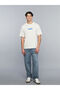 Ecru Crew Neck Slogan Printed Combed Cotton Men's T-Shirt from Plus-Store - 2