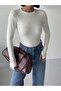 Women's Ecru Soft Touch Crew Neck Finger Detail Blouse - 3
