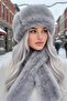 Women's Winter Vegan Fur Plush Kalpak Hat and Scarf Set