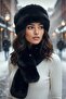 Women's Winter Vegan Fur Plush Kalpak Hat and Scarf Set