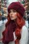 Women's Winter Vegan Fur Plush Kalpak Hat and Scarf Set - 2
