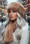 Women's Winter Vegan Fur Plush Kalpak Hat and Scarf Set