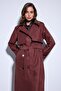Burgundy Double Breasted Belted Women's Trench Coat - 6