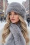 Women's Winter Vegan Fur Plush Kalpak Hat and Scarf Set - 3