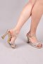 Elara Slip-On Stone Platform Heeled Shoes Gold - 2