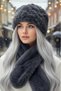 Women's Winter Vegan Fur Plush Kalpak Hat and Scarf Set - 8