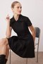 Black Suede Polo Neck Zipper A-Line Straight Midi Knitted Dress Twoaw26El00324