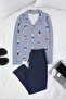 Men's Navy Blue Teddy Bear Pattern Couple/Couple Regular Shirt-Pants Pajama Set Tmnaw26Pt00031