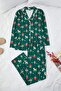 Yeşil %100 Pamuklu Yılbaşı Temalı Örme Pijama Takımı TBBAW26AI00015 - 2