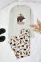 Gri Pamuklu Animal Desen Uzun Kol Örme Pijama Takımı TMNAW26PT00049