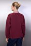 Bordo Dokuma Garni Detaylı Oversize Kalıp Polo Yaka Kalın içi Polarlı Örme Sweatshirt TWOAW26SW00116 - 4
