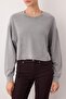 Gri Relaxed/Rahat Kalıp Dikiş Detaylı Örme Sweatshirt TWOAW26SW00237 - 3
