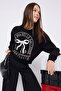 Teen Siyah Baskılı Regular/Normal Kalıp Örme Sweatshirt TWOAW26SW00189
