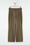Koyu Haki Cırt Cırt Kapamalı Yüksek Bel Pileli Wide Leg/Geniş Kesim Pantolon TWOAW24PL00177 - 6