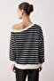 Siyah Çizgili Açık Omuzlu Oversize/Geniş Kalıp İnce Örme Sweatshirt TWOAW26SW00169 - 4