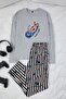 Grey Melange Regular Fit Cat Printed Cotton Knitted Pajama Set Tmnaw26Pt00046