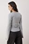 Gri İspanyol Kol Büzgü Detaylı Regular/Normal Kalıp Örme Bluz TWOAW26BZ00293 - 4