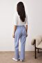Beyaz Mavi %100 Pamuklu Çizgili Örme Pijama Altı THMAW24PJ00001 - 4